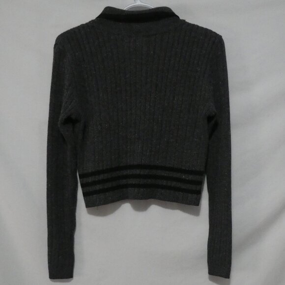 FIBERS | medium | Cropped Ribbed Long Sleeve 1/4 Zip-Up Sweater - Picture 2 of 14